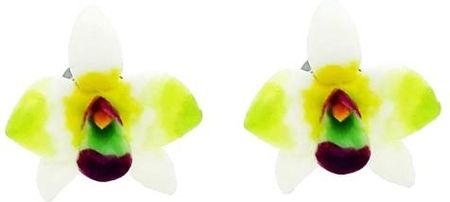 Nefryt Kolczyki kwiaty orchidea hand made kolor zielony