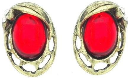 Nefryt Kolczyki kryształki vintage kolor czerwony