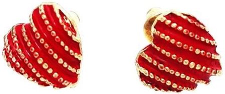 Nefryt Kolczyki serduszka z elementami w kolorze złota 12 mm kolor czerwony