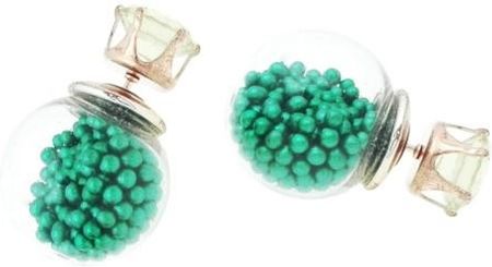 Nefryt Kolczyki kule tribal perełki z cyrkonią kolor zielony