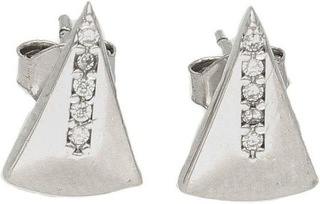 Diament Srebrna kolczyki damskie trójkąty z cyrkoniami wkrętki
