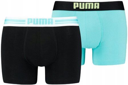 Bokserki męskie Puma Placed Logo Boxer 2P błękitne, czarne 906519 10