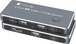 Techly KVM USB-C 2x1 z DisplayPort 1.4 (IDATAKVMDPC8K)