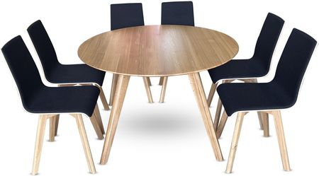 Wioleks Stół Z Krzesłami Renos Fi 120 + 6 Krzeseł Luka Z Drewna Dębowego - zdjęcie 3