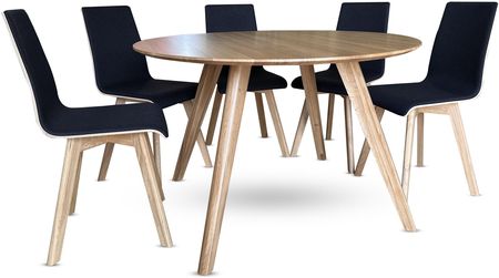 Wioleks Stół Z Krzesłami Renos Fi 120 + 6 Krzeseł Luka Z Drewna Dębowego - zdjęcie 4