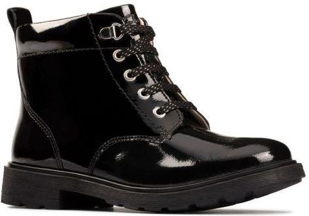 Dziecięce buty zimowe Clarks Astrol Lace Kid F kolor black patent leather 26152695