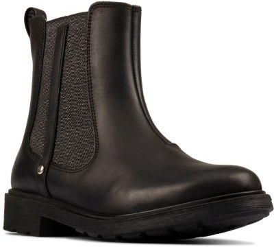 Dziecięce buty zimowe Clarks Astrol Orin F kolor black leather 26154106