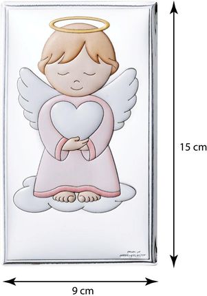 Valenti Obraz anioła stróża srebrny nowoczesny nad łóżeczko kolorowy | Rozmiar: 9x15 cm Kolor: Różowy SKU: VL75024/3XLR