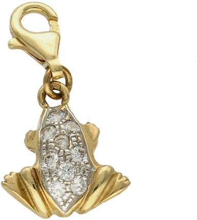 Diament Złoty zawieszka 585 charms do bransoletki żaba z cyrkoniami