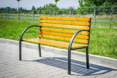 Ławka Ogrodowa Parkowa Drewniana Metalowa Oparcie - zdjęcie 5