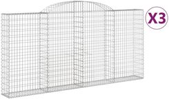 Vidaxl Kosze Gabionowe 3 Szt 300X30X140/160cm Galwanizowane Żelazo 3146558