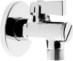 Zdjęcie Ferro Zawor kulowy kątowy 1/2" x 3/8" z rozetą i filtrem uchwyt metalowy (Z1238KF) - Chojna