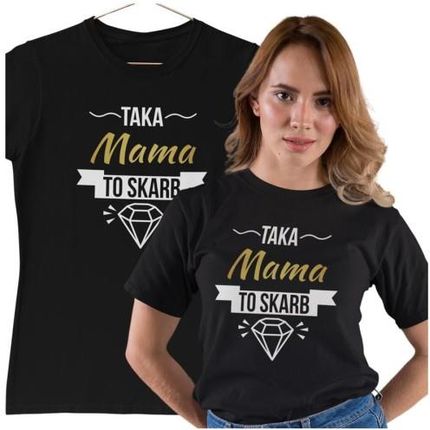 Koszulka dla Mamy na Dzień Matki z napisem Taka mama to skarb w kolorze czarnym