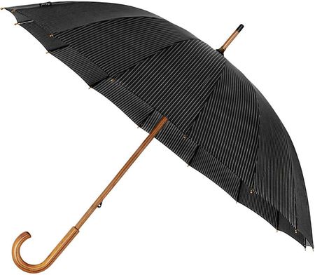 Wytrzymały elegancki parasol  Falcone, 16 brytów, drewniana rączka, czarny w prążki