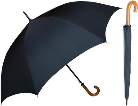 Długa, mocna automatyczna parasolka marki Parasol, drewniana rączka