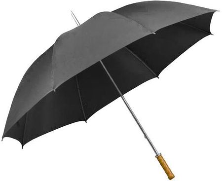 Bardzo duża parasolka w kolorze ciemno szarym, z rączką stylizowaną na drewno