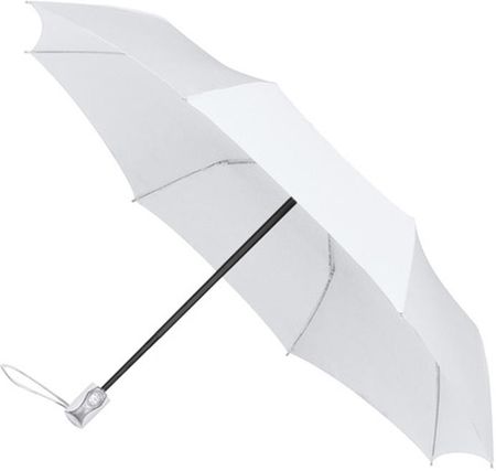 Klasyczna składana parasolka biała, otwierana i zamykana jednym przyciskiem