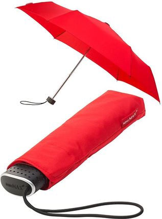 Mała klasyczna płaska parasolka damska, czerwona