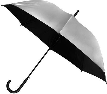 Automatyczna lekka parasolka damska srebrno czarna z czarnym stelażem