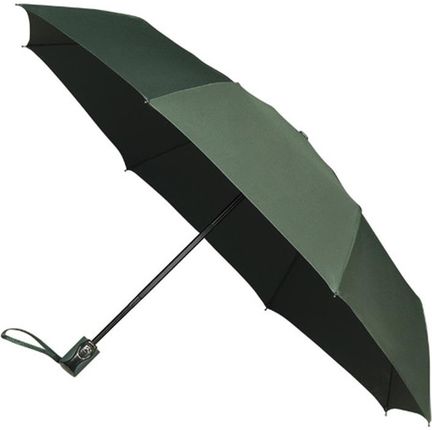 Klasyczna składana parasolka zielona, otwierana i zamykana jednym przyciskiem
