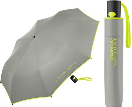 Automatyczna parasolka Benetton, szara z lamówką