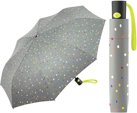 Automatyczna parasolka Benetton, szara w kolorowe plamki