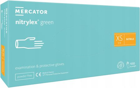 Mercator Medical Rękawice Nitrylowe Nitrylex Green Xs 100szt.