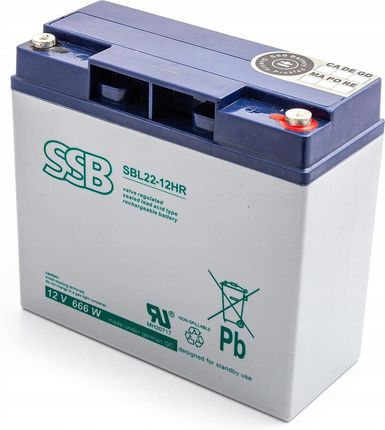 Akumulator SSB SBL 22-12HR12V 22Ah AGM UPS APC Ever Fideltronic Eaton Alarmy - SBL22-12HR