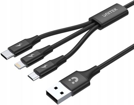 Unitek przewód ładujący USB 3 w 1 czarny C14049BK