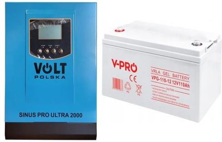 Volt Polska Inwerter Solarny Sinus Pro Ultra 2000 12/230V (1000/2000W) + Akumulator Żelowy Volt Gel Vpro Premium 12V 110Ah (3SSH100012+6AKUGEL110)