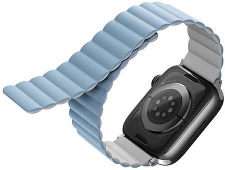 Uniq Pasek Revix Apple Watch Series 4/5/6/7/8/Se/Se2/Ultra 42/44/45/49mm. Reversible Magnetic Biały Niebieski/White Blue