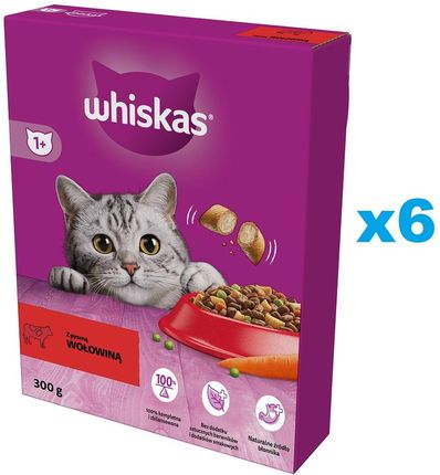 Whiskas Adult Sucha Karma Dla Dorosłych Kotów Z Pyszną Wołowiną 6X300G