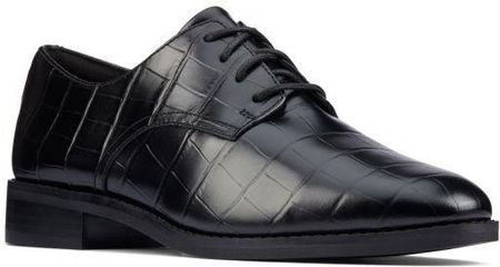 Buty Clarks Ria Derby kolor black croc leather 26161290