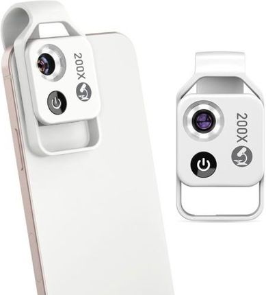 Apexel Uniwersalny Obiektyw / Mikroskop X200 Z Klipsem Na Aparat Smartfona Tabletu Biały