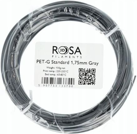 Rosa 3D Pet-G Standard 1,75Mm Szary 100G