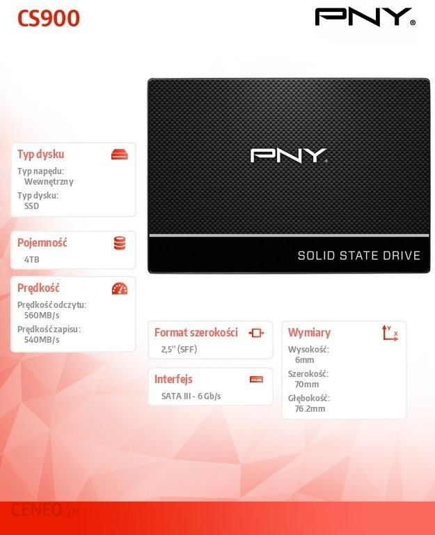 SSD Interne 2,5 PNY CS900 - 4 To (SSD7CS900-4TB-RB) –