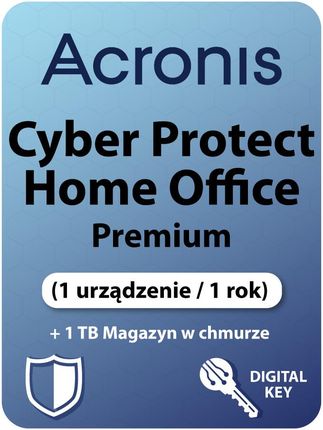 Acronis Cyber Protect Home Office Premium (1 narzędzie / 1 rok) + 1 TB Magazyn w chmurze (Cyfrowy klucz licencyjny) (ACPHOE111)
