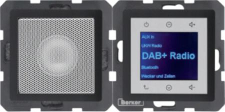Berker Q.X Radio Touch Dab+ Bluetooth Z Głośnikiem Antracyt Aksamit 30806086