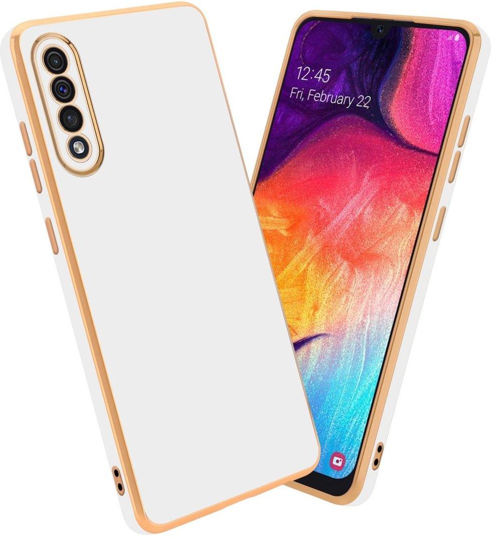 Cadorabo Pokrowiec Do Samsung Galaxy A50 4G A50S A30S Etui W Glossy Biały Złoto Etui na