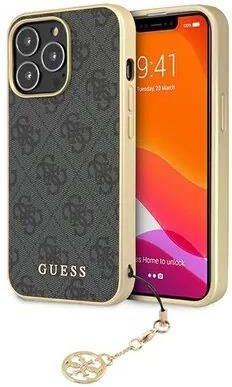Guess Etui 4G Charms Collection Do Apple Iphone 13 Pro Max Szaro-Złoty