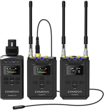 ‌CKMOVA Vocal M V4 - to podwójny bezprzewodowy zestaw z nadajnikiem do mikrofonów z gniazdem XLR oraz mikrofonem krawatowym 