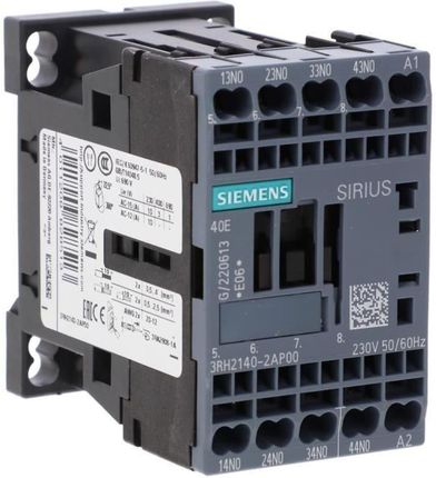 Siemens Przekaźnik Pomocniczy S00 4Z Ac 230V 50/60 Hz Zaciski Sprężynowe (3RH21402AP00)