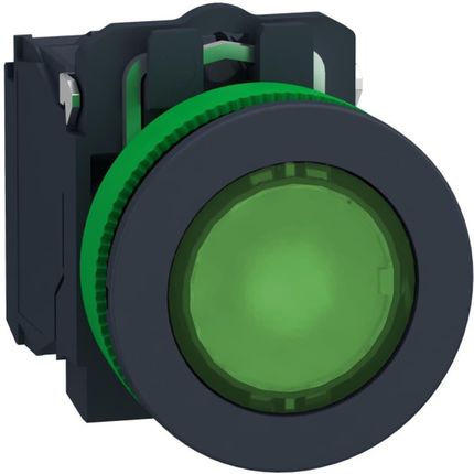 Schneider Harmony Xb5 Przycisk Podświetlany Płaski Plastik Zielony Fi30 Zintegrowana Dioda Led 24 V Ac/Dc 1Z + 1R (XB5FW33B5)