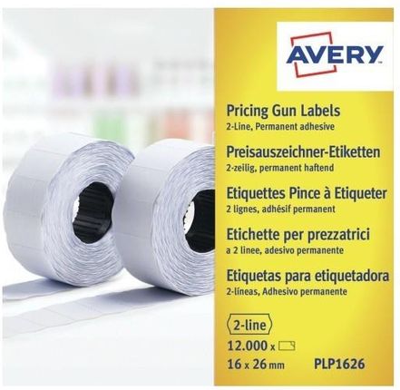 Avery Zweckform Etykiety Do Metkownicy Dwurzędowe Trwałe Avery Zweckform 10 Rolek 26Mm X 16Mm Białe Plp1626