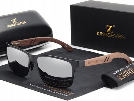 Okulary przeciwsłoczne Kingseven Drewniane UV400 czarny / drewno