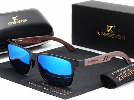 Okulary przeciwsłoczne Kingseven Drewniane UV400 niebieski / drewno