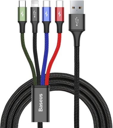 Baseus USB 4w1 Lightning / 2x USB Type-C / micro USB 3.5A 1.2m Czarny (CA1T4-B01) (61277)