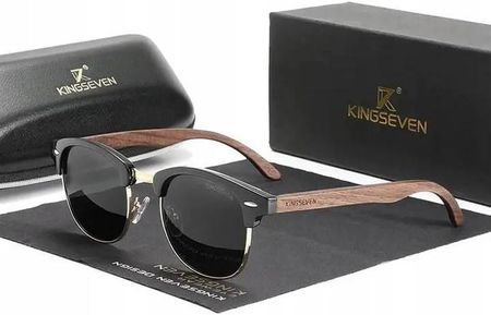 Okulary przeciwsłoczne Kingseven Drewniane UV400 czarny / złoty