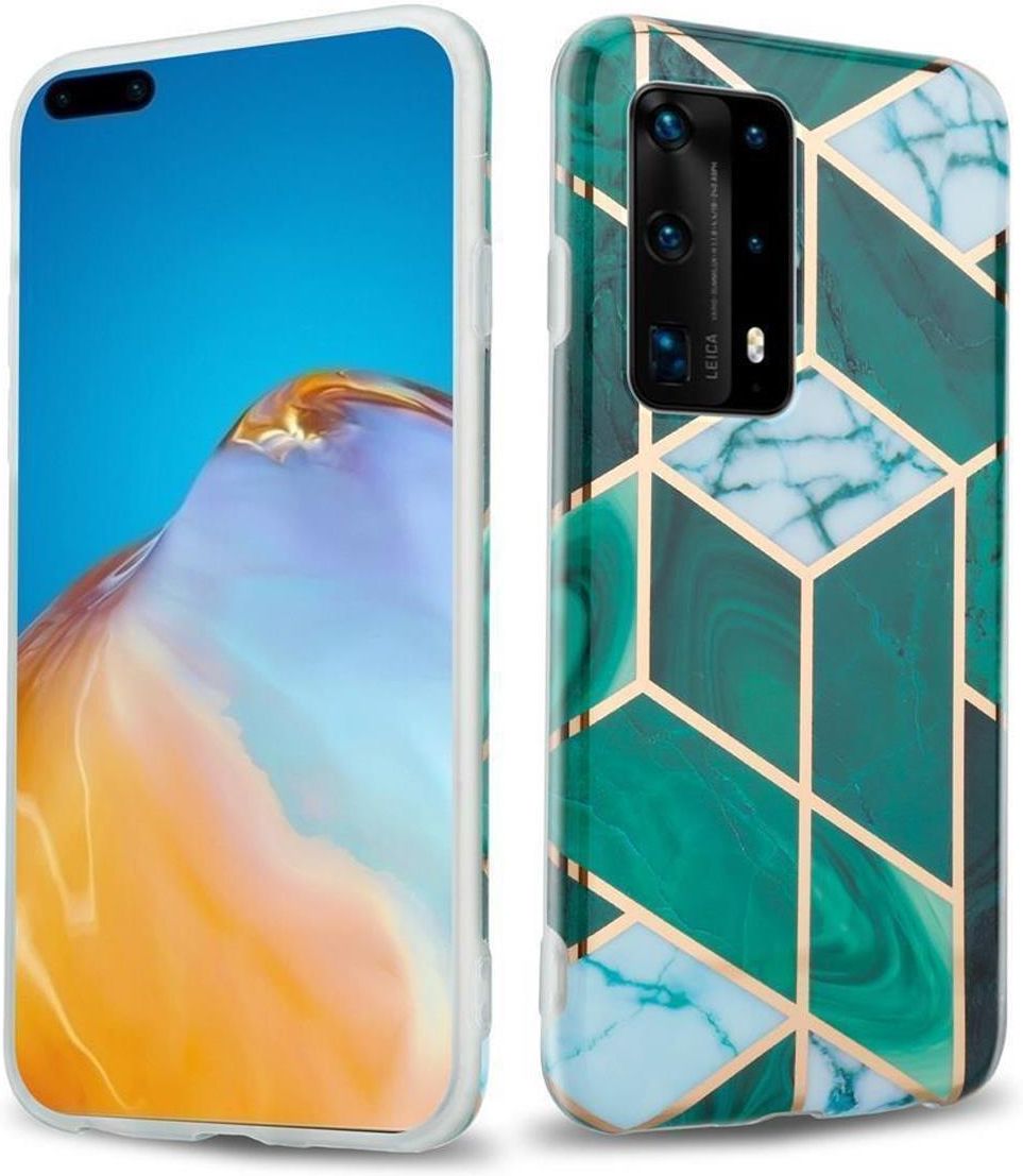Cadorabo Custodia per Huawei P40 in Marmo Blue Wave no.13 - Morbida Cover Protettiva Sottile di Silicone TPU con Motivo Mosaico - Ultra Slim Case Antiurto Gel Back Bumper Guscio