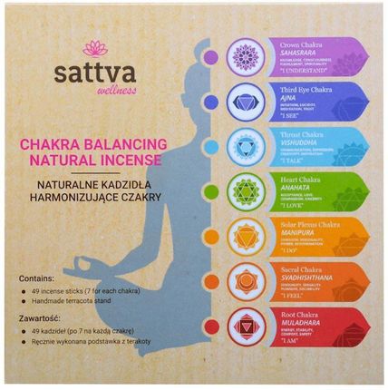 Sattva Chakra Balancing Natural Incense Naturalne Kadzidła Harmonizujące Czakry 49Szt 1469728